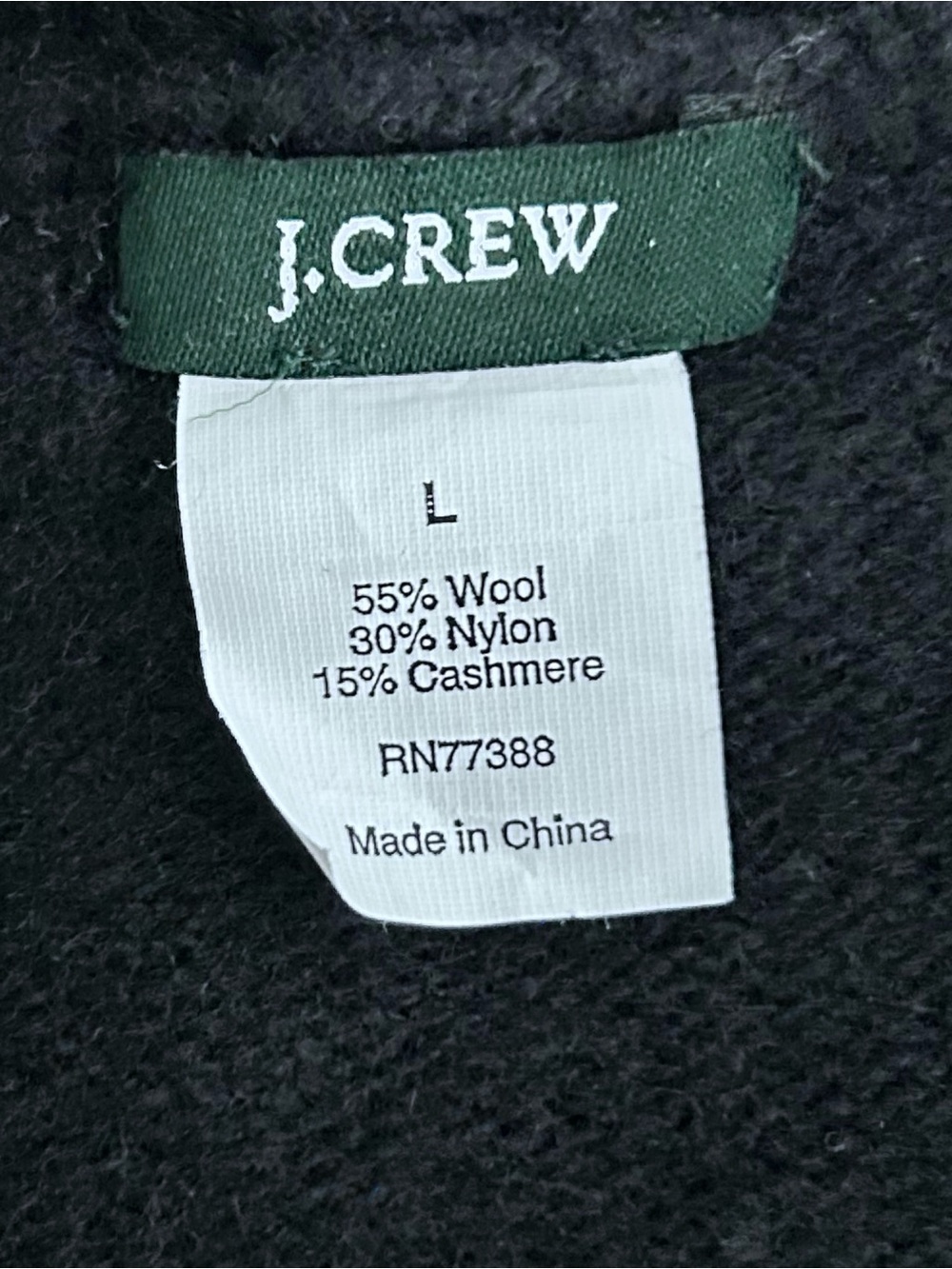 J.Crew Black Wool Cashmere Asymmetrical Zip Shawl Collar Moto Cardigan Large - Picture 3 of 3